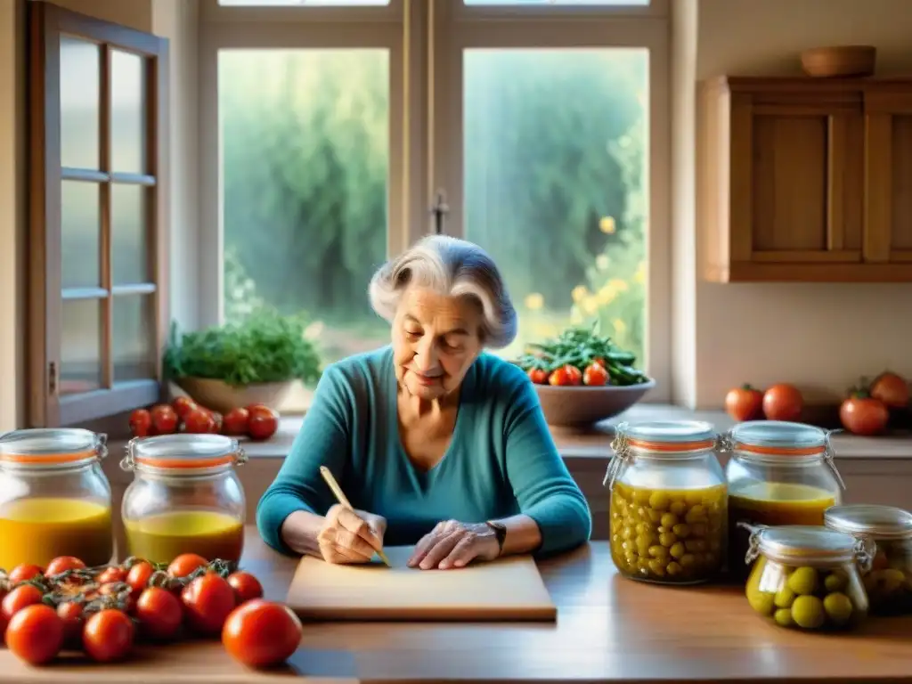 Abuela italiana transmite receta familiar a su nieto en cocina acogedora