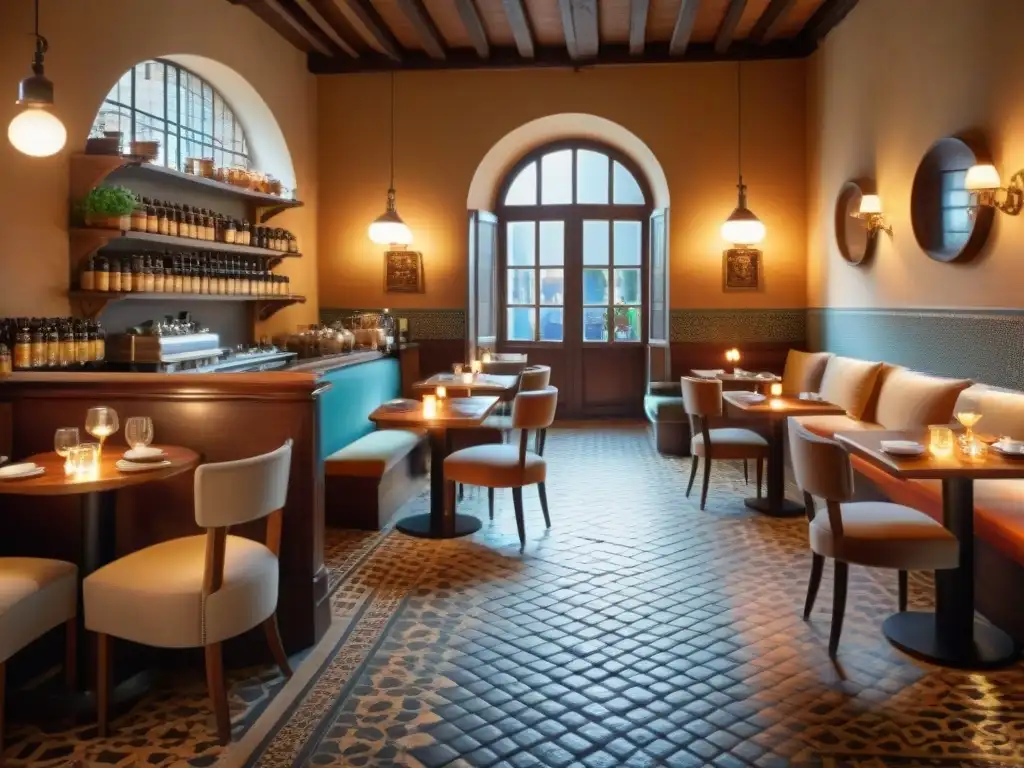 Acogedor café italiano con muebles antiguos, máquinas de espresso vintage y estantes repletos de granos de café