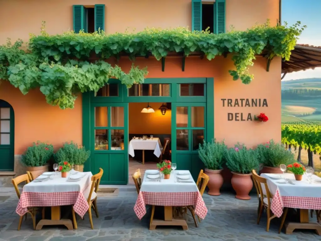 Un acogedor trattoria familiar en las colinas de la Toscana, Italia