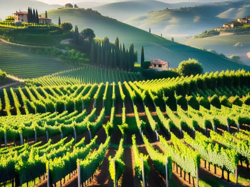 Viñedo italiano al atardecer: belleza y serenidad Agroturismo en Italia: Joyas Ocultas