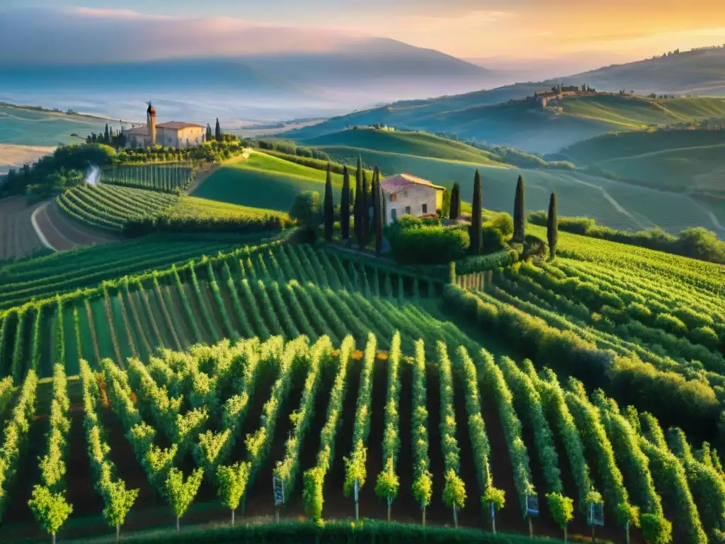 Viñedos de Toscana al atardecer: belleza rural en Italia Agroturismo en Italia: Joyas Ocultas