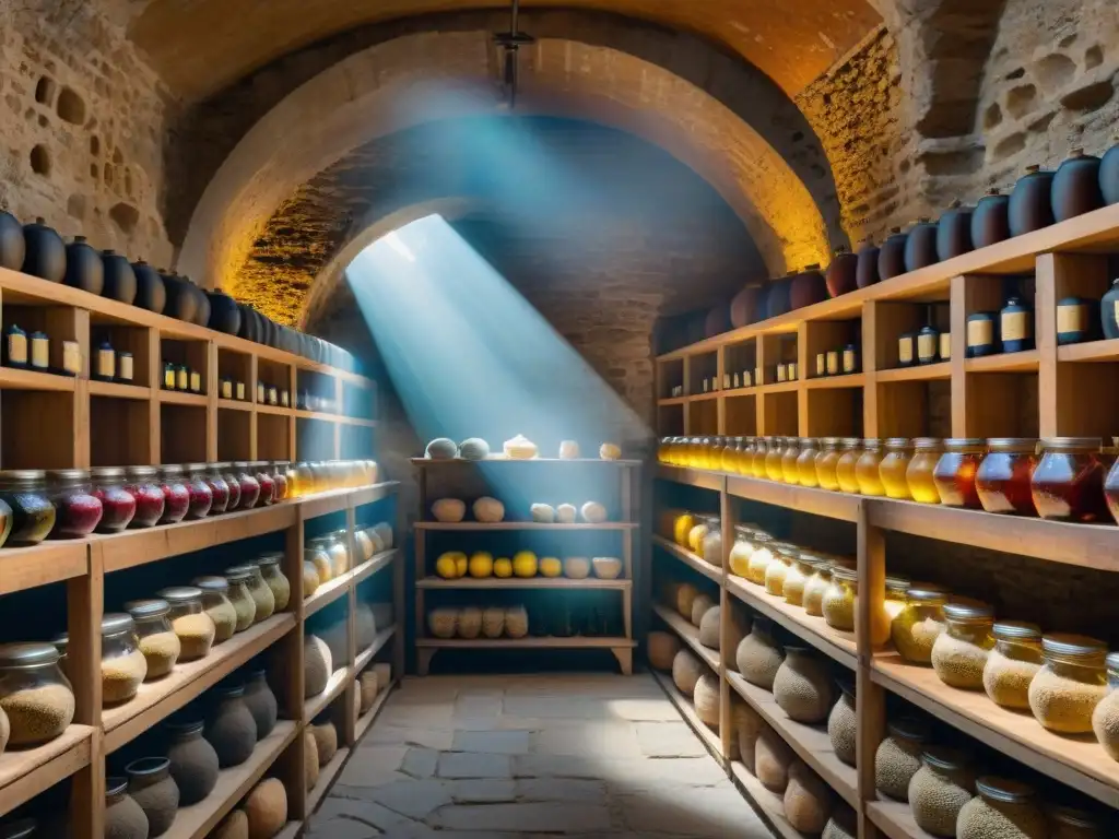 Evolución de la conservación de alimentos en Italia: bodega antigua con métodos tradicionales de preservación