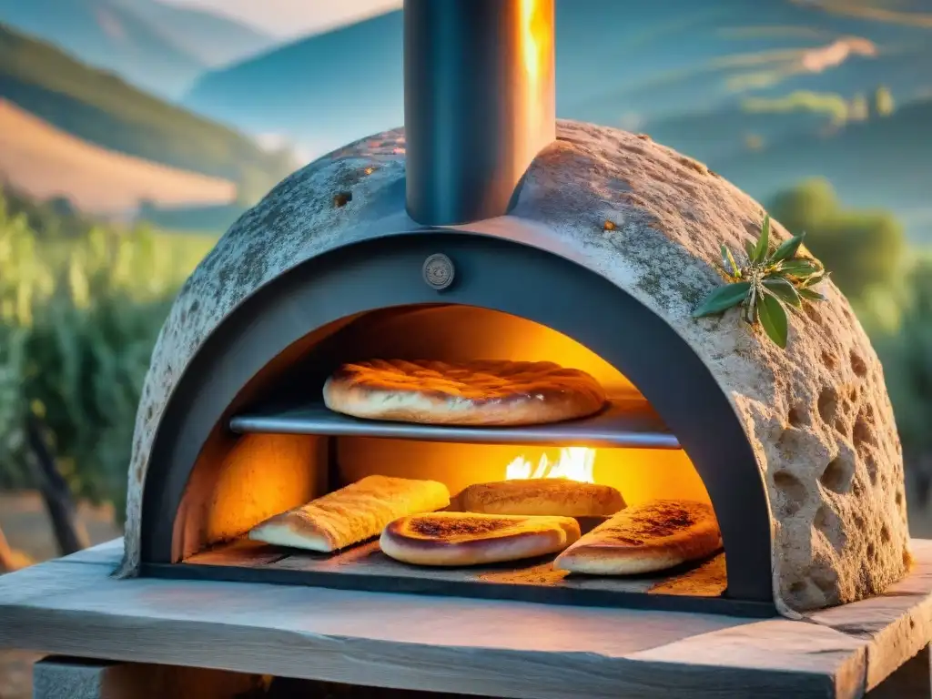 La ancestral piedra de horno emite un cálido resplandor en la campiña toscana