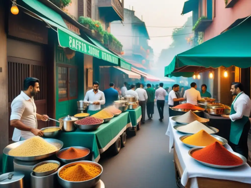 Animada calle en Mumbai con fusión de Cocina italiana en la India: sabores y tradiciones se entrelazan en un ambiente bullicioso y multicultural