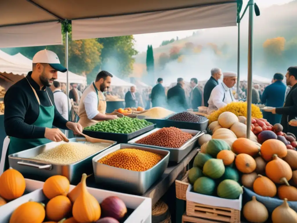 Animado festival de cocina italiana en otoño, con sabores de temporada y ambiente festivo