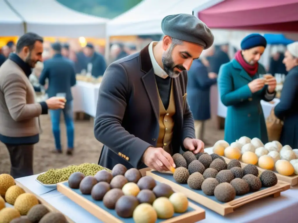 En el animado festival de trufas en Italia, los colores y aromas de los quesos y vinos cautivan a la multitud