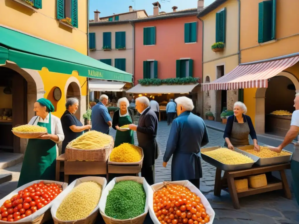 Un animado mercado en un pintoresco pueblo italiano, donde se preparan platos tradicionales menos conocidos de Italia