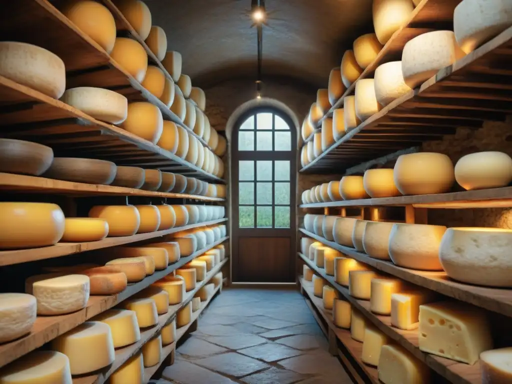 Antigua bodega de quesos italianos con técnicas modernas de conservación