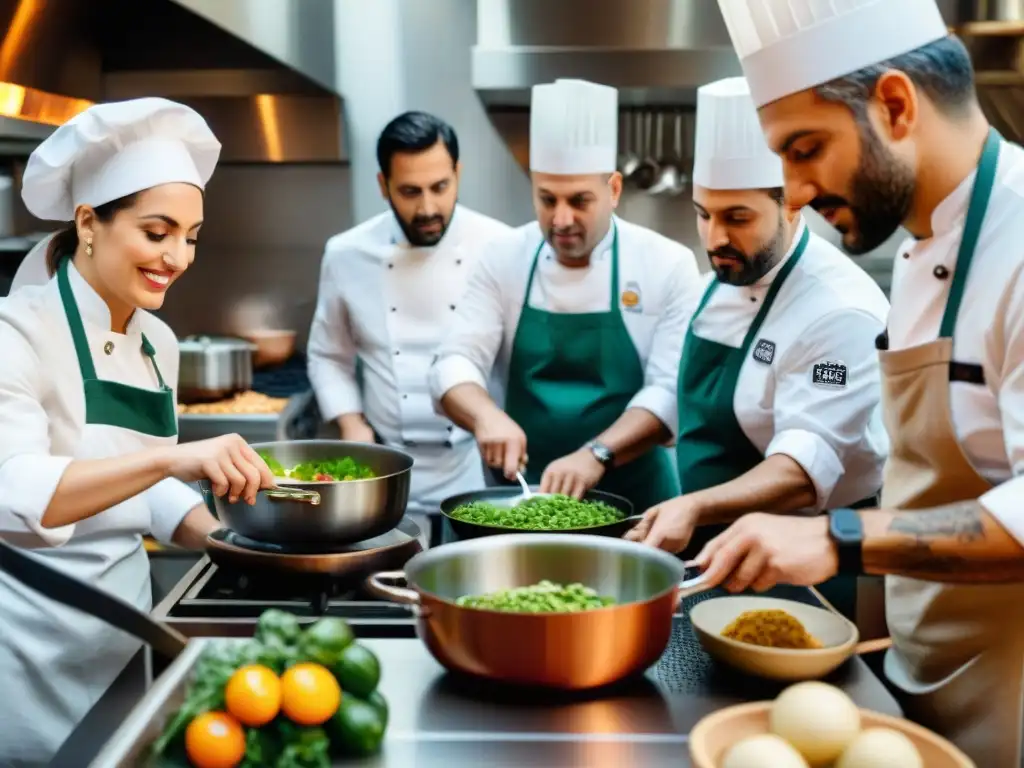 El aroma de la cocina italiana llena el aire, chefs de diversas culturas preparan platos tradicionales con un toque moderno, compartiendo influencias e intercambiando conocimientos