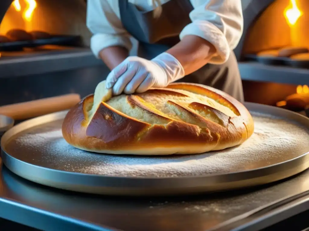 El arte de la panadería: manos expertas moldean y cortan receta auténtica pan San Antonio en horno rústico