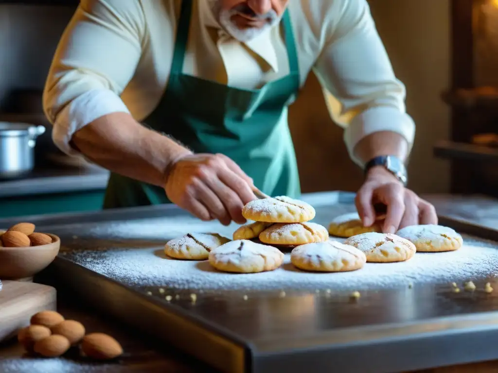 El arte de la receta tradicional ricciarelli almendra cobra vida en una cocina rústica de Siena