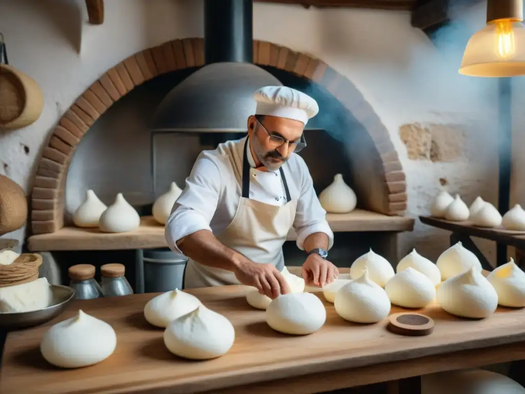 Un artesano en Andria, Puglia, elabora burrata auténtica para disfrutar