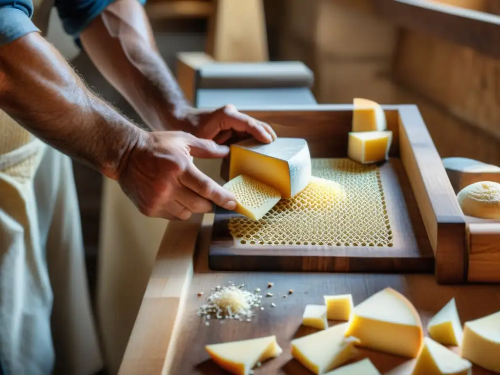 Un artesano italiano crea con destreza un rallador de queso personalizado en un taller tradicional