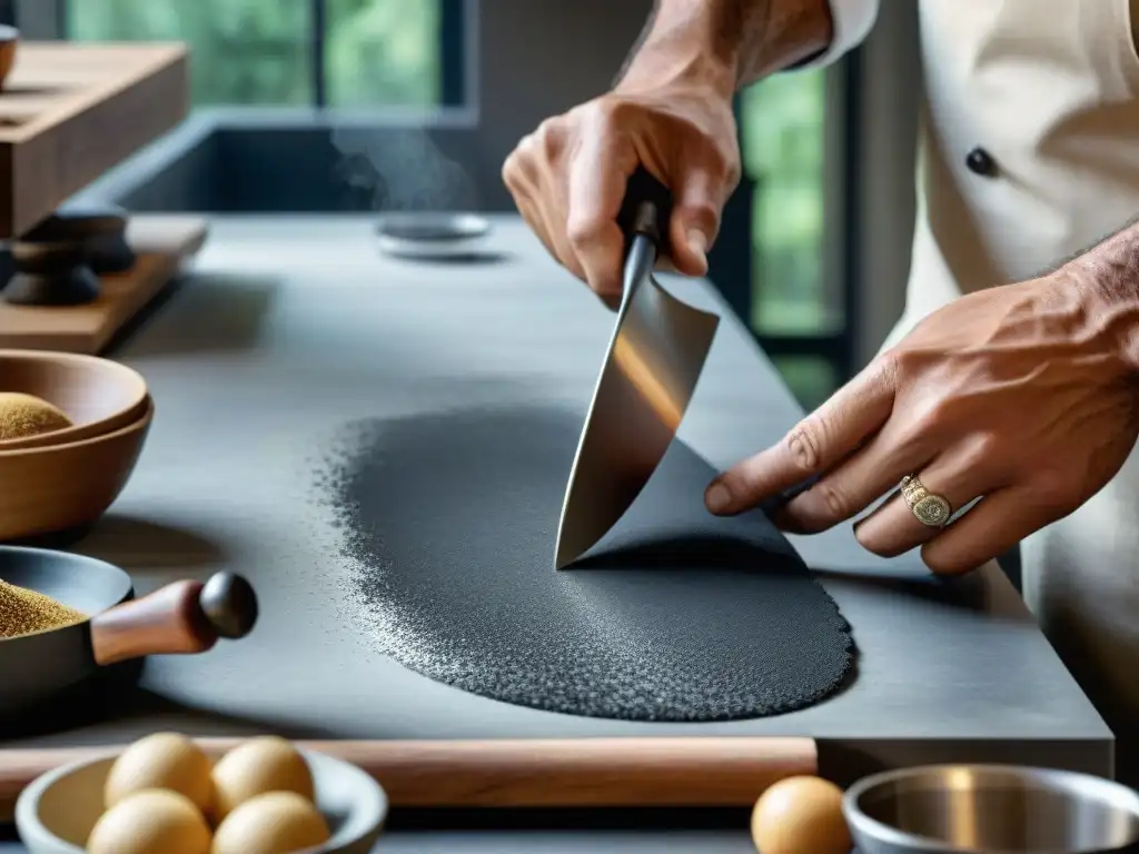 Artesano italiano crea utensilios de cocina innovadores con maestría Un artesano italiano crea con destreza utensilios de cocina italiana innovadores, fusionando tradición e innovación