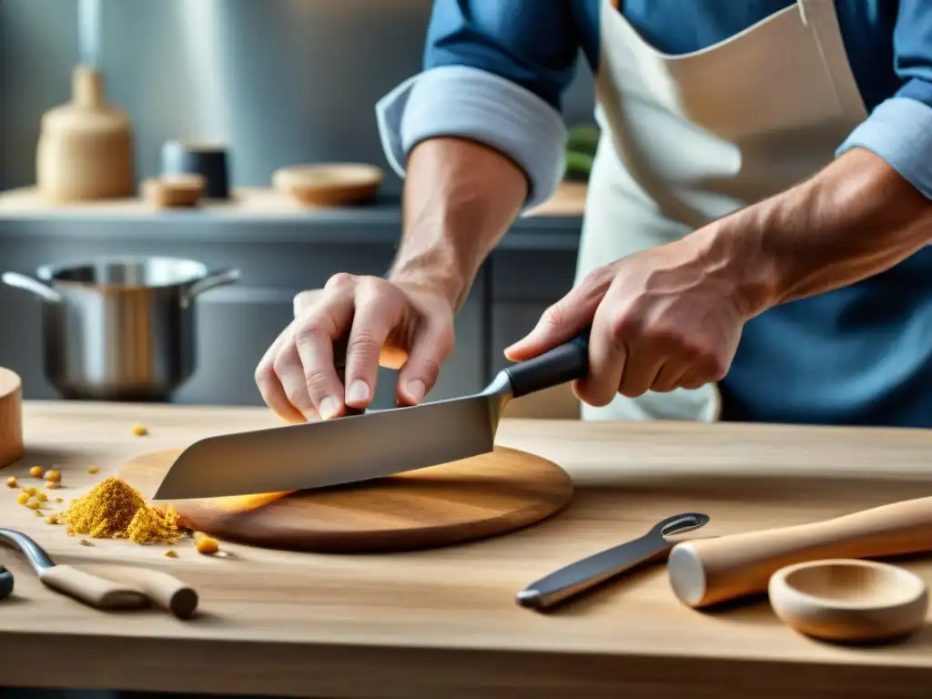 Un artesano italiano hábil moldea utensilios de cocina innovadores, fusionando tradición y diseño moderno