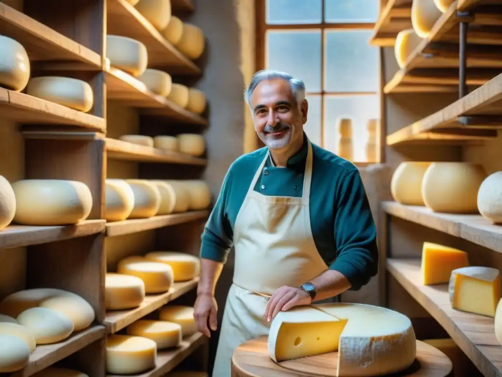 Artesanos elaborando queso Parmigiano Reggiano en Parma, Italia, destacando su historia y cultura quesera