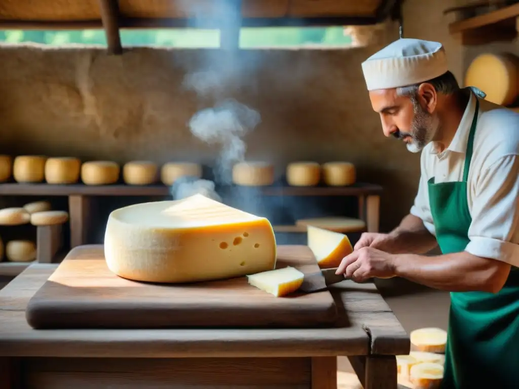 Artesanos creando quesos italianos tradicionales recomendados en idílico escenario rural