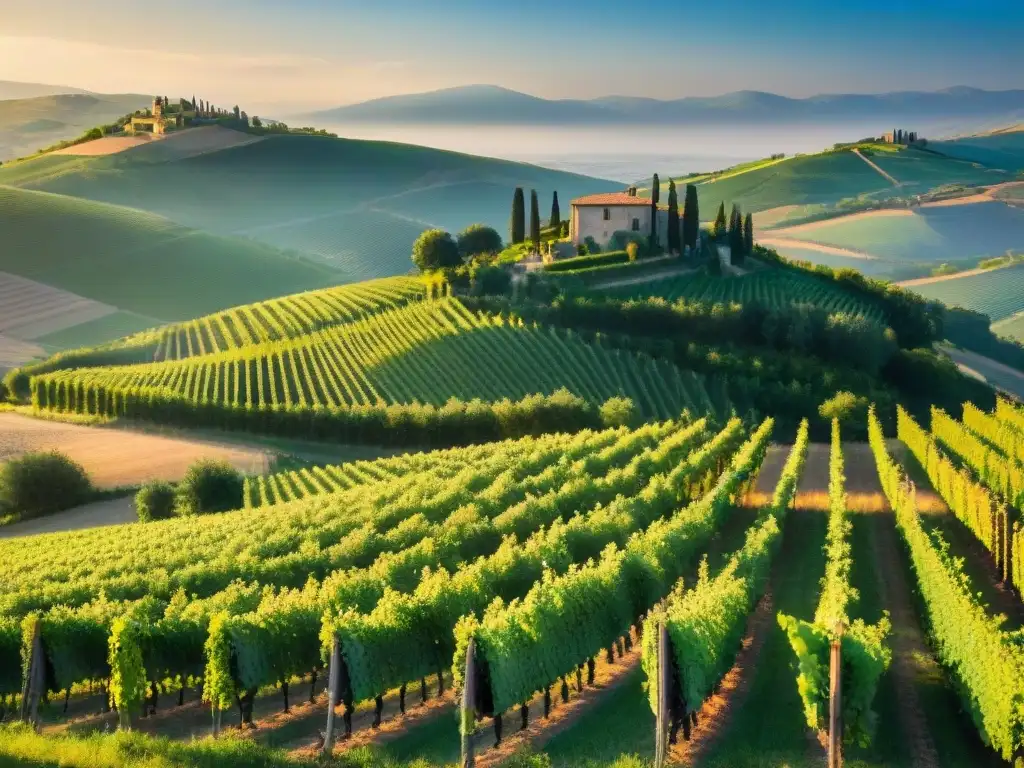 Un atardecer dorado en viñedos de Umbria, Italia