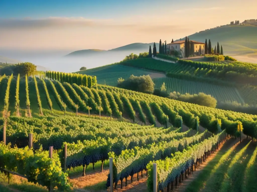 Un atardecer mágico en una bodega de la Toscana, Italia, durante un evento vinícola con maridaje perfecto