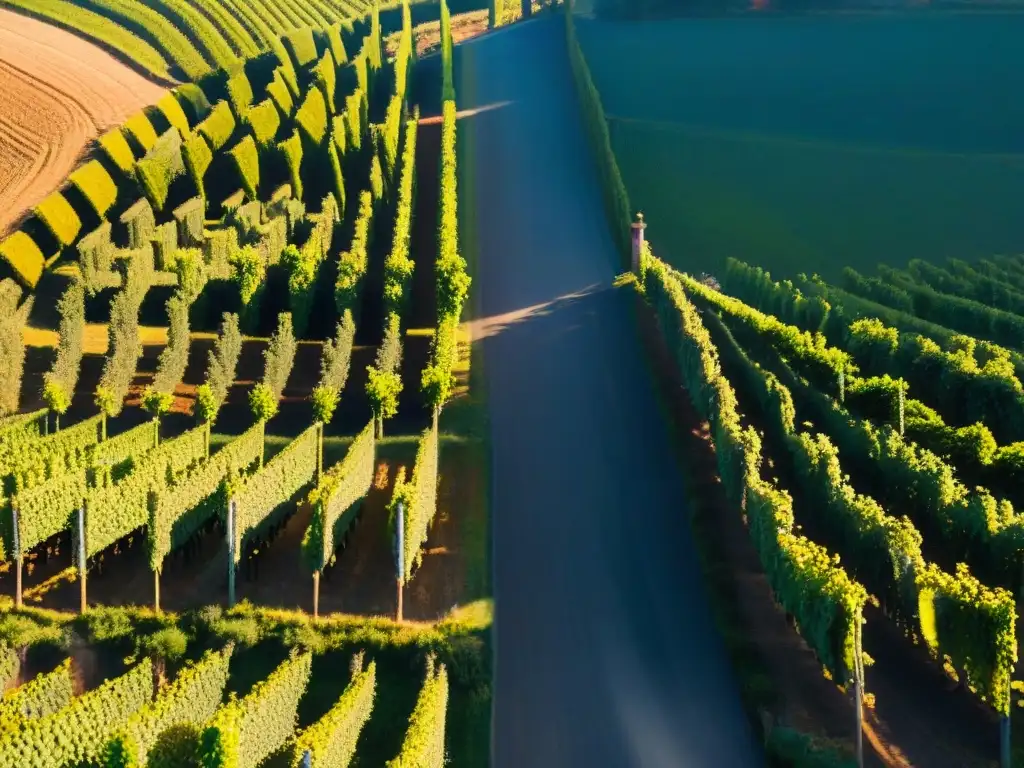 Atardecer mágico en viñedos de la Toscana, Italia, con patrón de uvas