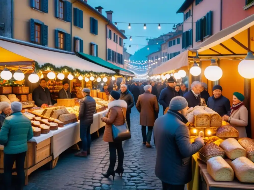 Atmósfera navideña en un mercado italiano con tradición culinaria