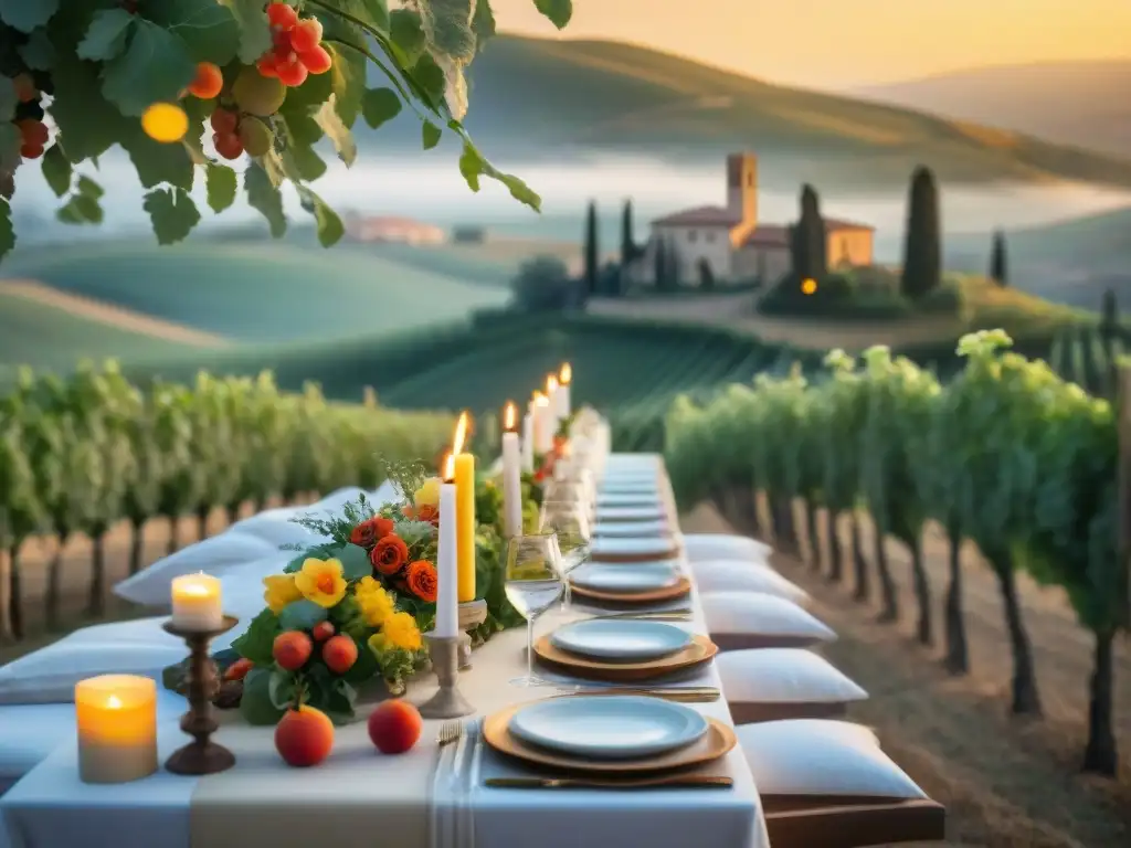 Un banquete de bodas italiano en un viñedo toscano