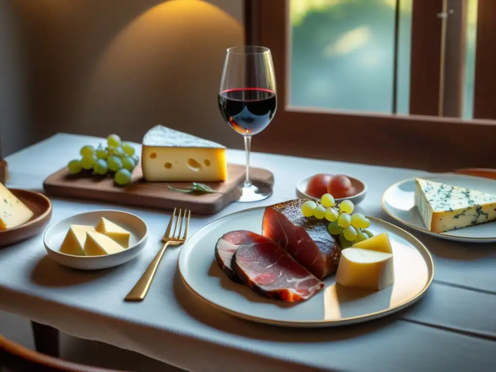 Un banquete italiano: mesa de madera rústica con maridajes Amarone Valpolicella, creando una atmósfera lujosa y acogedora