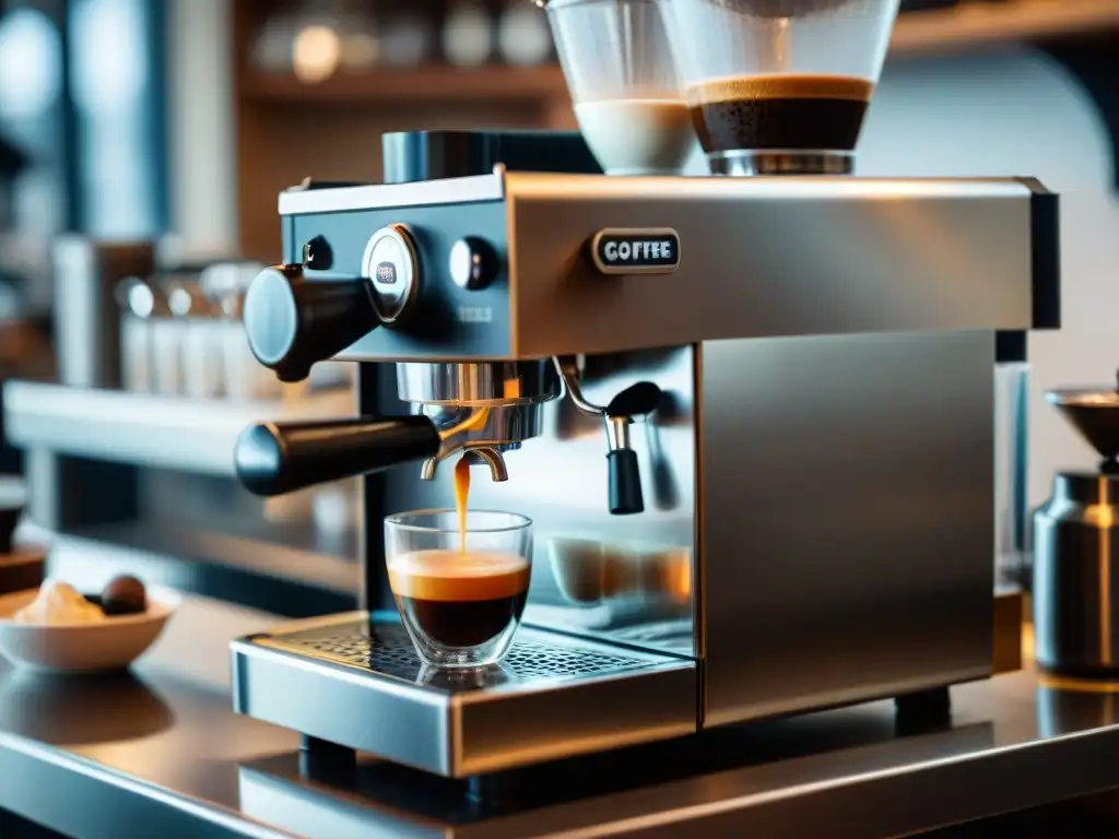 Un barista prepara un espresso perfecto con intensidad y destreza