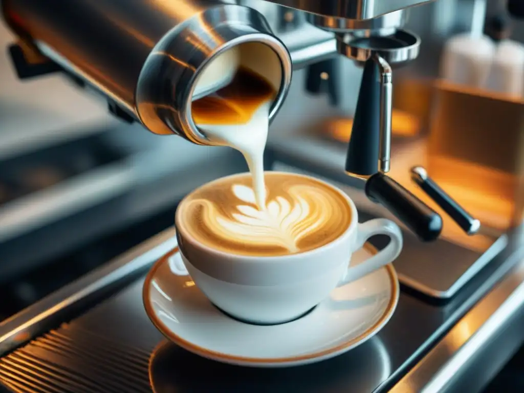 Un barista experto crea arte latte en un revolucionario café italiano con espresso, cautivando al mundo