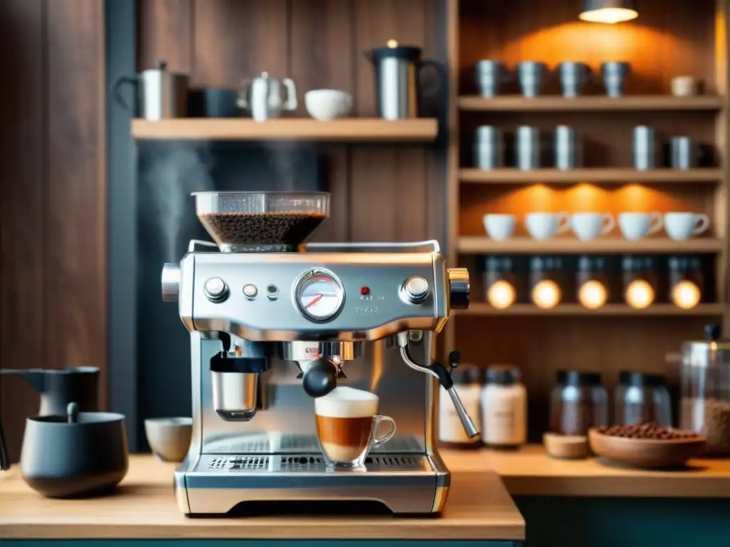 Un barista experto prepara un espresso en una cafetería tradicional italiana al amanecer