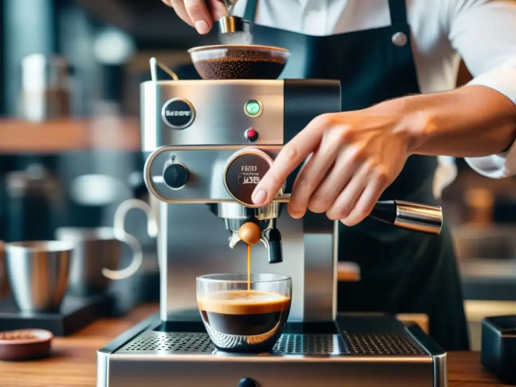 Un barista experto prepara un espresso perfecto con interpretaciones artísticas