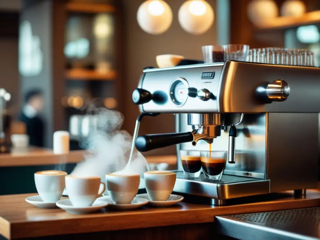 Un barista experto prepara un espresso perfecto en una cafetería italiana