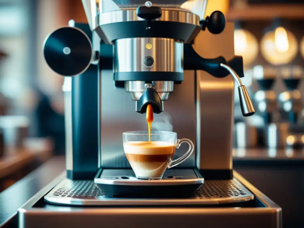 Un barista habilidoso prepara un espresso perfecto en una cafetería italiana