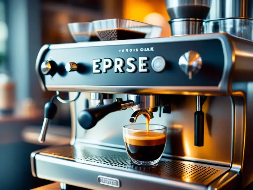 Barista italiano preparando un espresso perfecto en una cafetería tradicional, capturando la historia del espresso en Italia