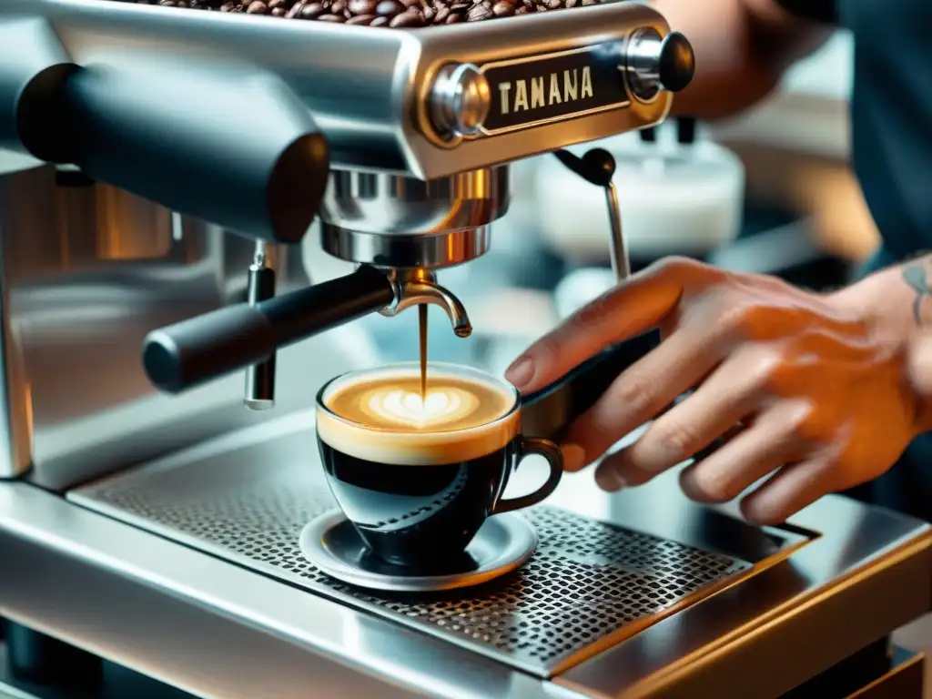 Un barista italiano experto prepara un espresso perfecto, mostrando los secretos del café italiano