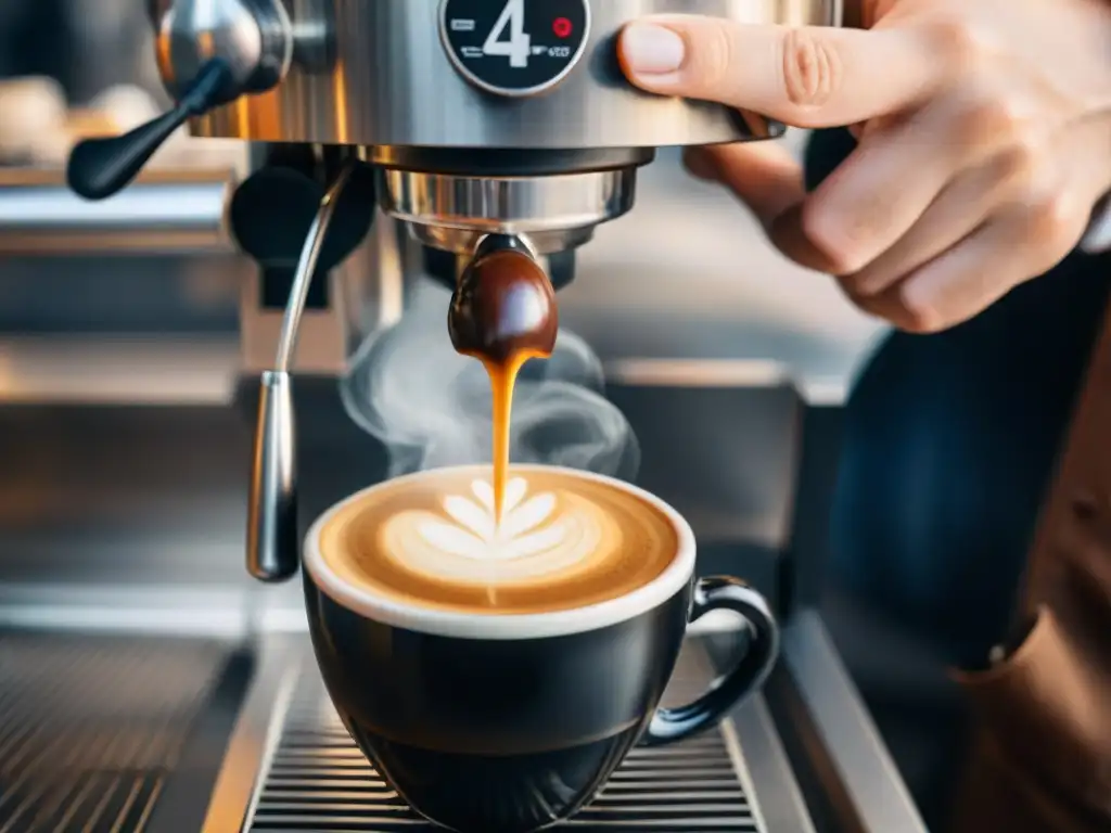 El barista italiano experto en acción, revelando los secretos del espresso perfecto italiano