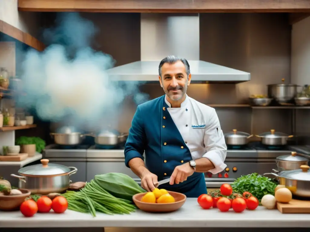 En la bulliciosa cocina italiana, Ugo Alciati prepara platos tradicionales con pasión y detalle