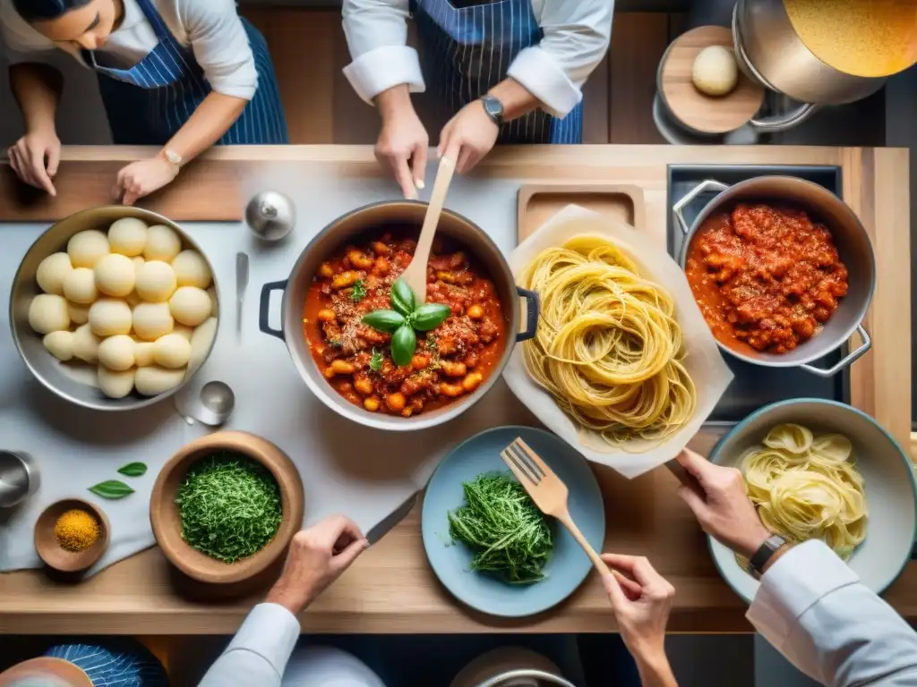 Un bullicioso y acogedor rincón de cocina italiana tradicional, con chefs expertos preparando platos italianos tradicionales y tendencias