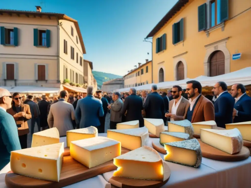 Disfrute del bullicioso festival de queso en Bra, Italia, bajo un cielo azul