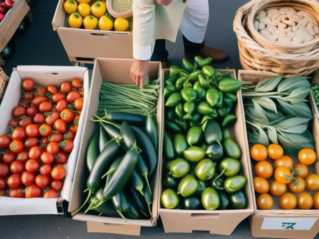 Un bullicioso mercado con productos frescos y coloridos en un pueblo del norte de Italia