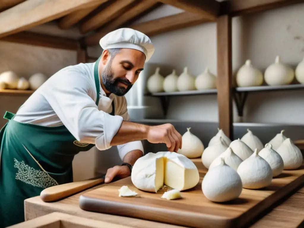 Burrata auténtica para disfrutar: Artesanos crean la perfecta Burrata en una cremería italiana, con detalle y tradición