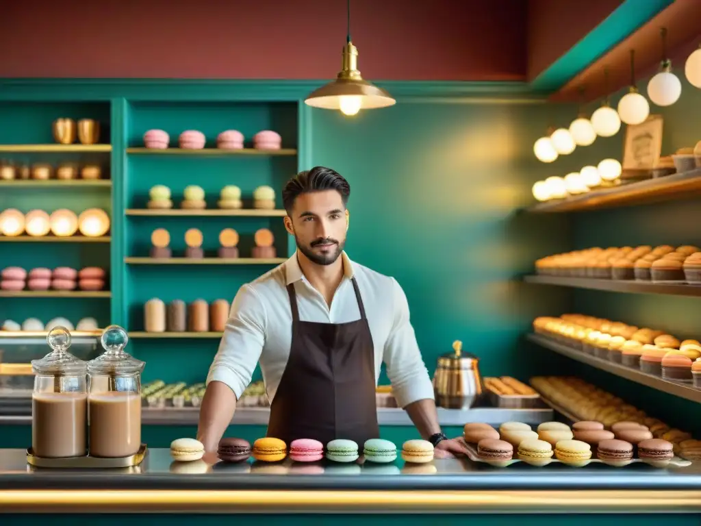 Entra en un café histórico italiano, donde grandes artistas se deleitaban con espresso y cappuccino bajo cálida iluminación y decoración exquisita