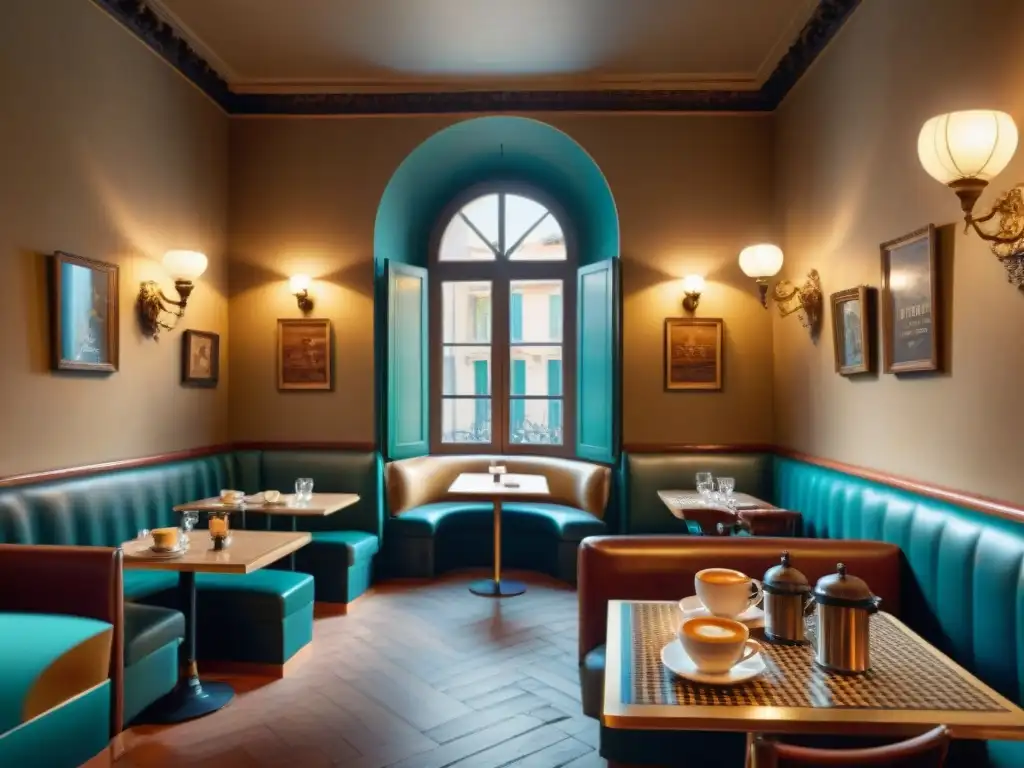 Un café histórico italiano lleno de encanto, con muebles antiguos y una decoración vintage