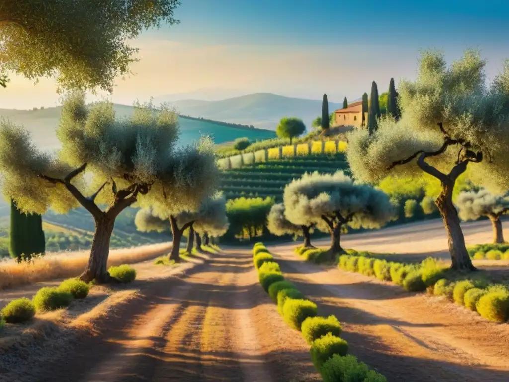 La cálida cosecha de aceitunas en un olivar toscano, resaltando la tradición de los Productos DOP e IGP en cocina italiana