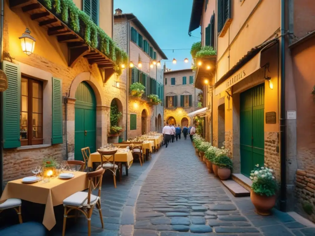 Cena al aire libre en Siena: gastronomía tradicional en Italia, con platos típicos y ambiente medieval