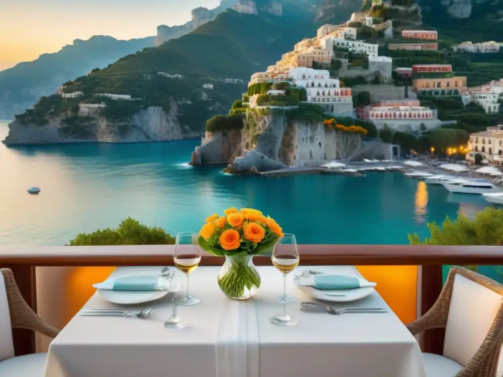 Una cena gourmet en un lujoso yate en la Costa Amalfitana al atardecer