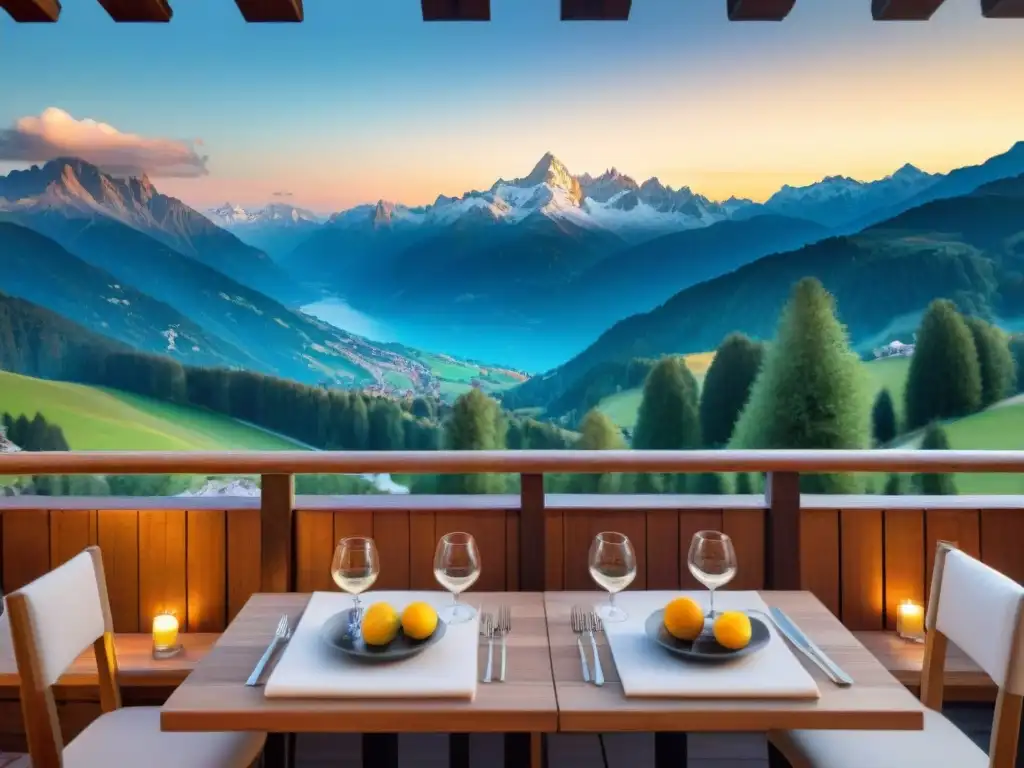 Disfruta de una cena romántica en un restaurante italiano con vistas a los Alpes, en una noche estrellada y tranquila