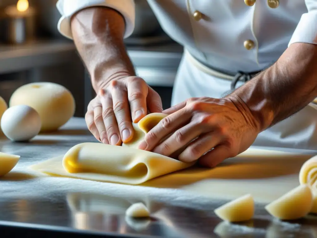 Un chef aficionado italiano deslumbra con su destreza al extender masa con rodillo de mármol Carrara