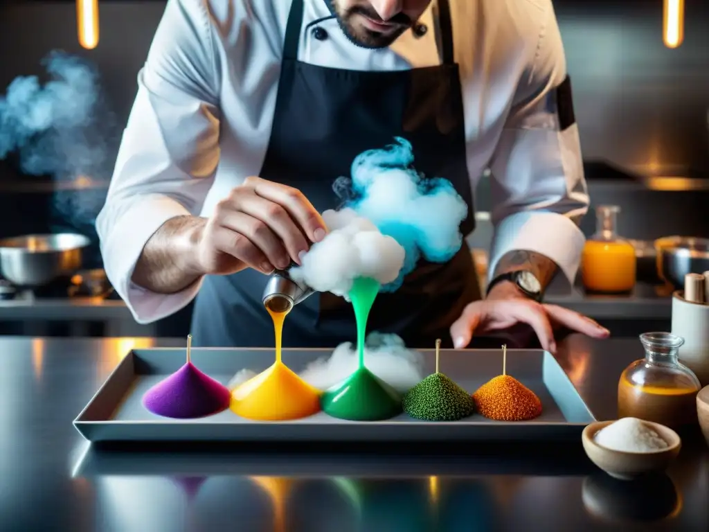 Un chef de cocina molecular italiana crea platos con técnicas innovadoras y artísticas