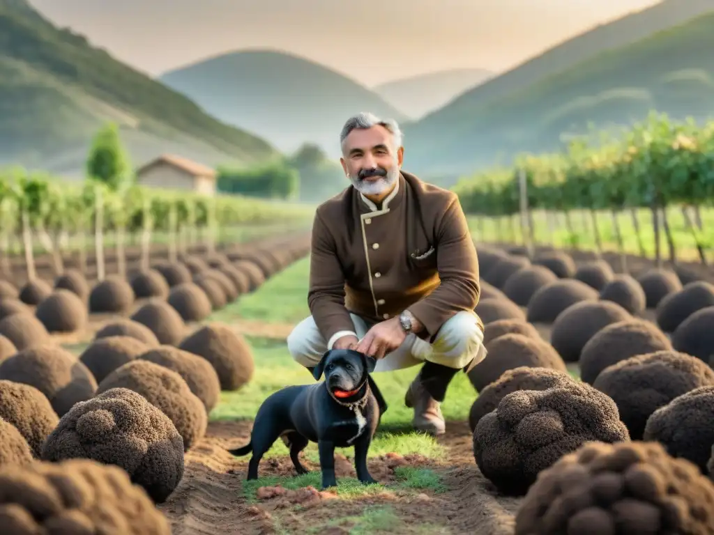 Un chef estrellado de Michelin y su perro cazador de trufas en un campo italiano